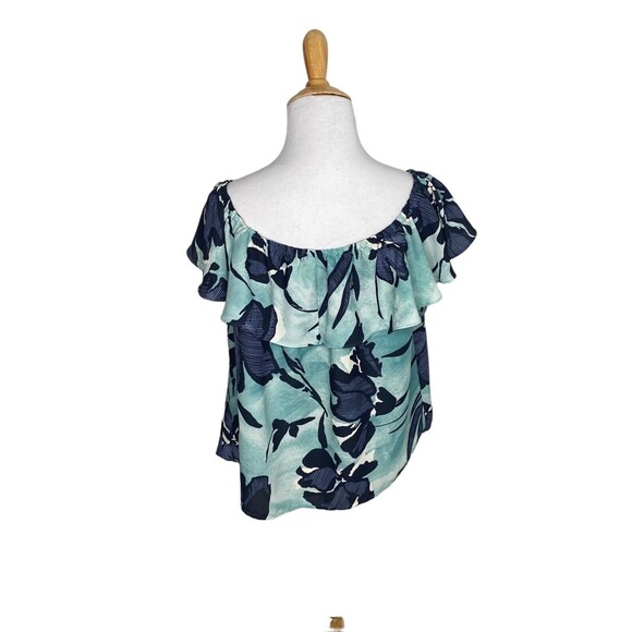 Anthropologie Maeve Islander Off the Shoulder Blue Green Blouse Small - Picture 3 of 7